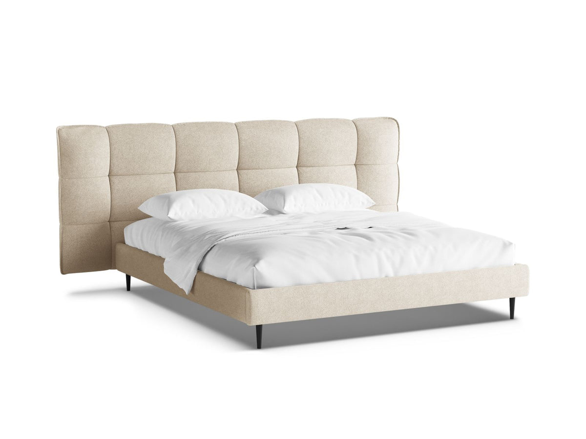 Letto Contenitore con Testata Eric Gambe metallo nero - Beige Chiaro 160x200