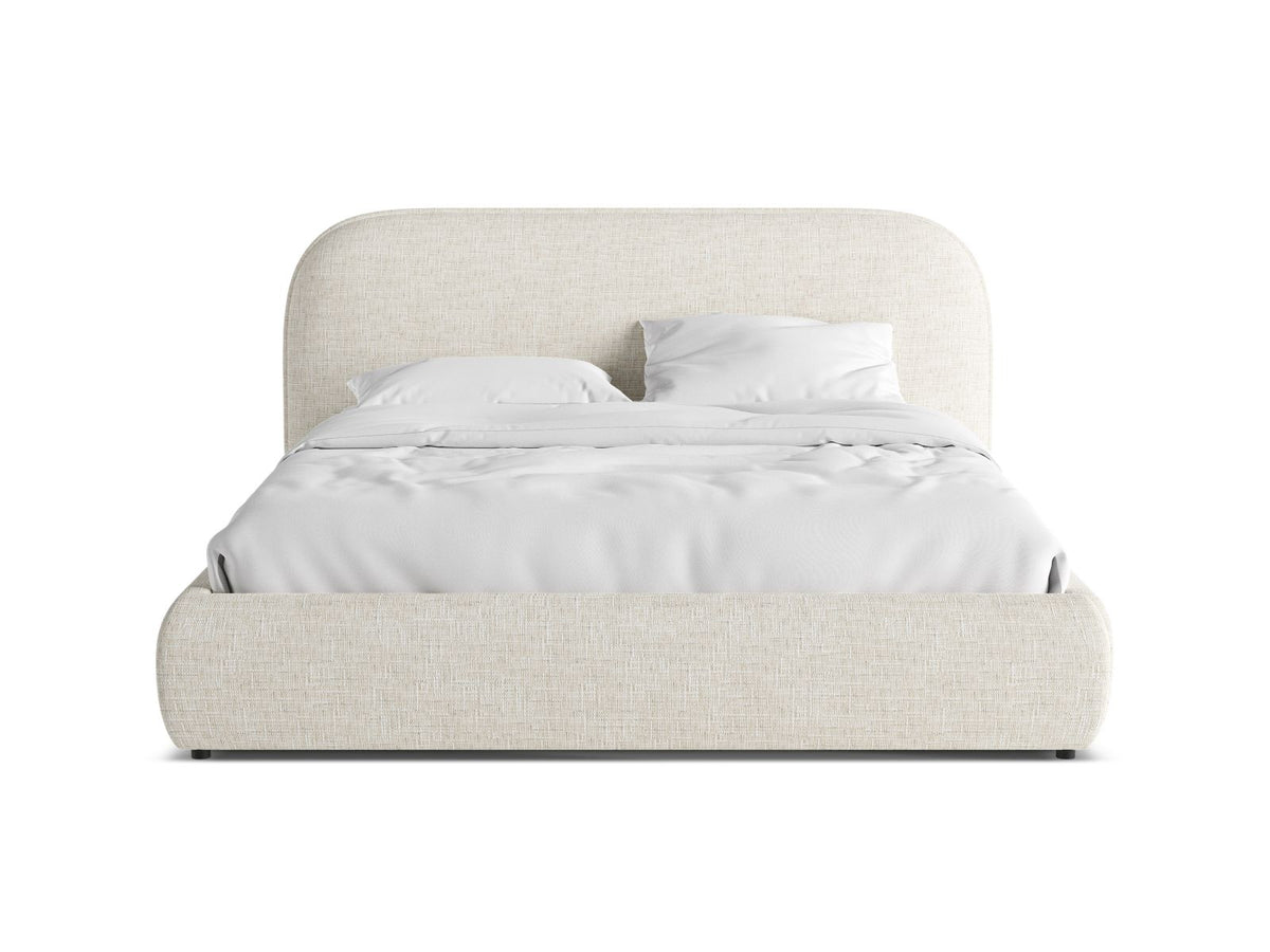 Letto Contenitore con Testata Murada - Beige Chiaro Mélange 180x200