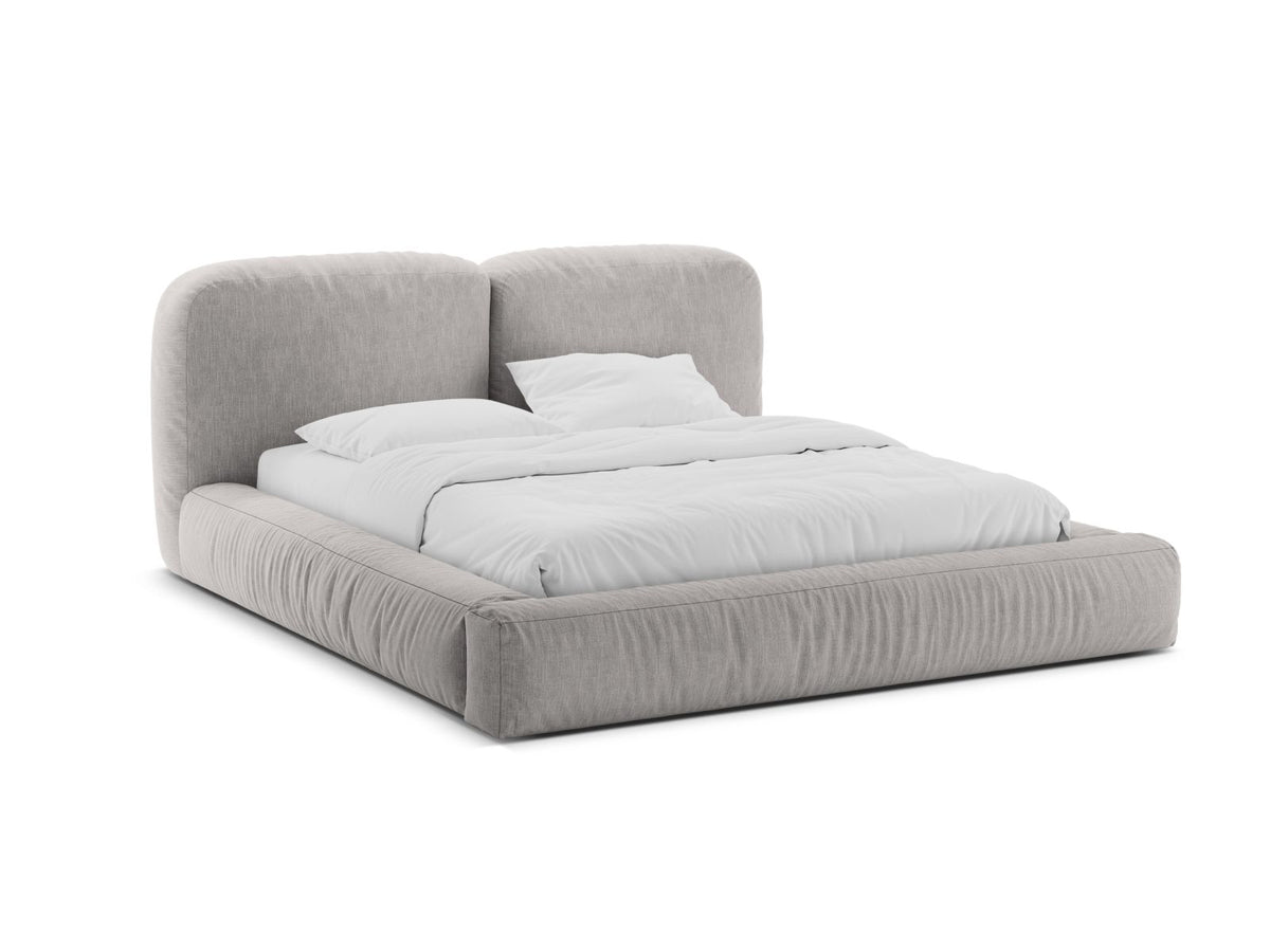 Letto con Contenitore e Testata, "Martina", 246x246x101 - Grigio Chiaro