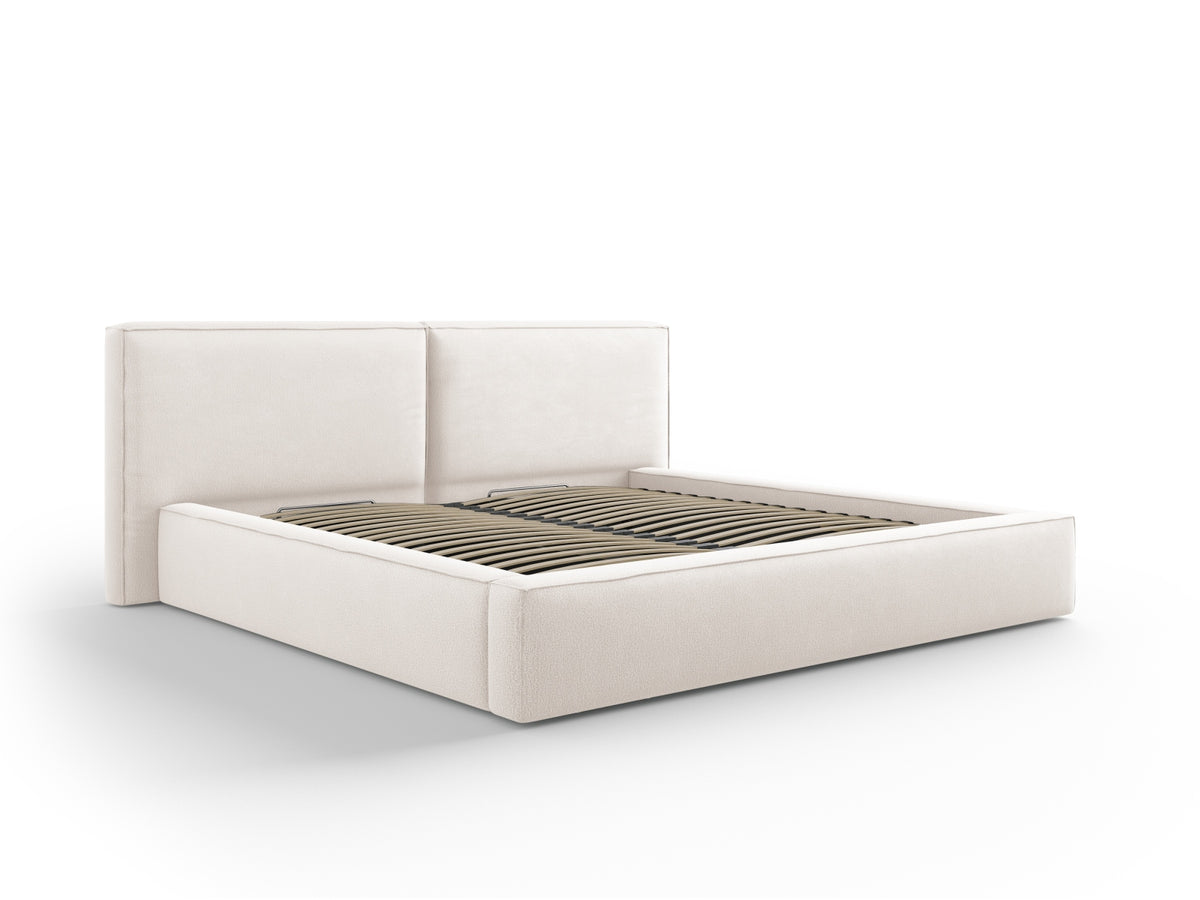Letto Contenitore con Testata Doppia Jodie - Beige Chiaro 200x200