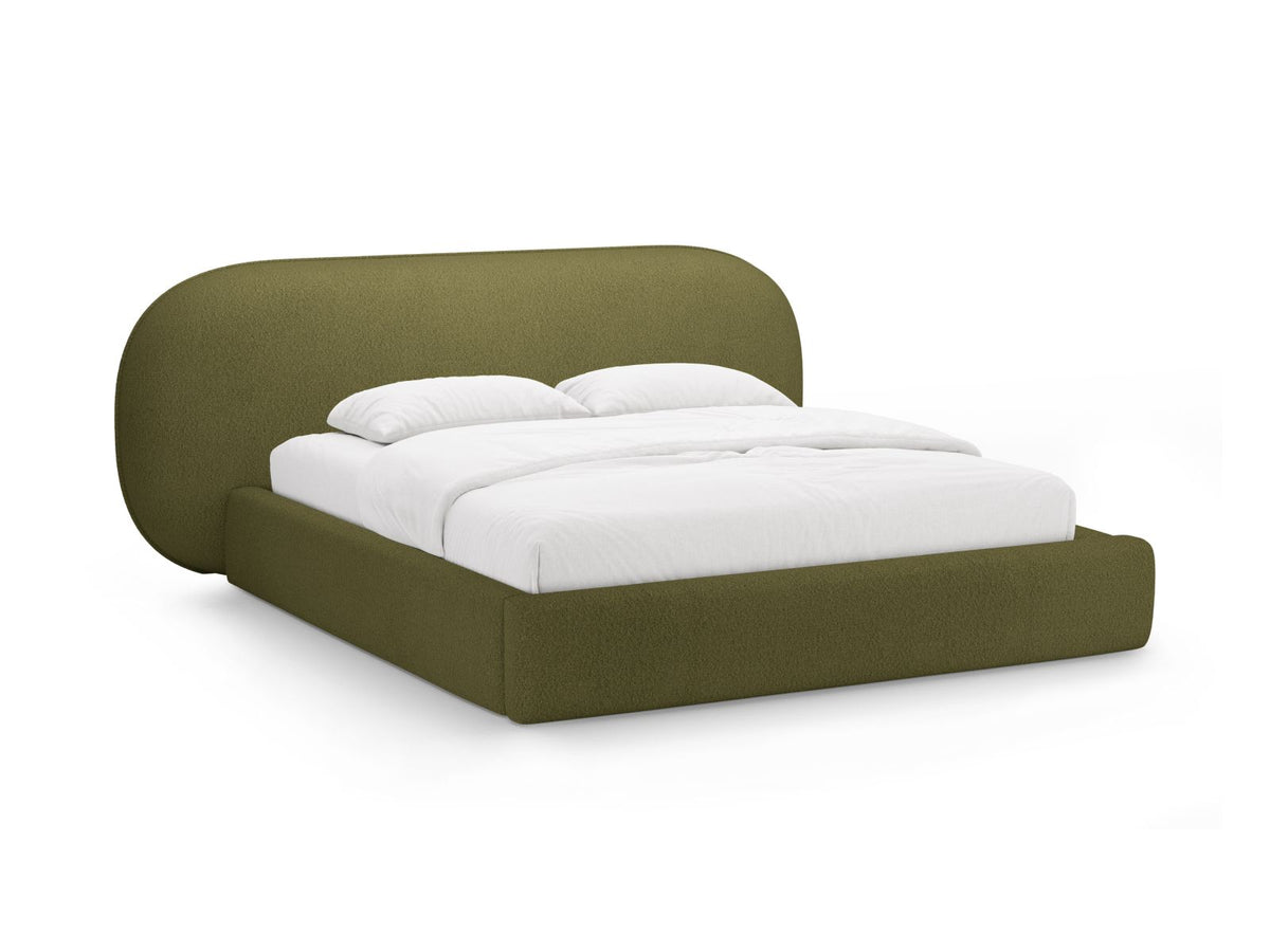 Letto Contenitore con Testata Ovalo - Verde Oliva Scuro 180x200