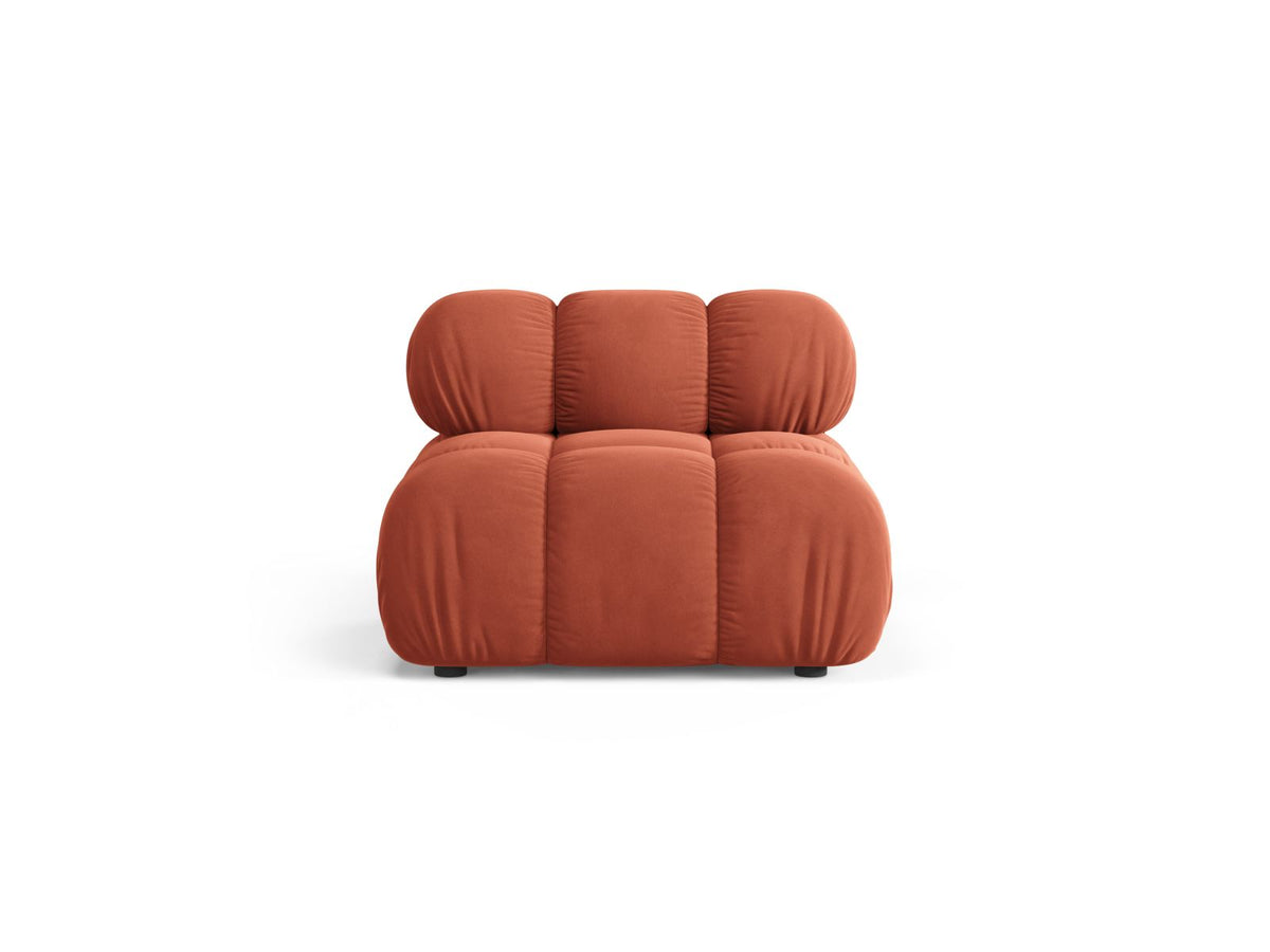 Modulo senza Braccioli in Velluto, "Bellis", 1 Posto, 94x94x70 - Corallo