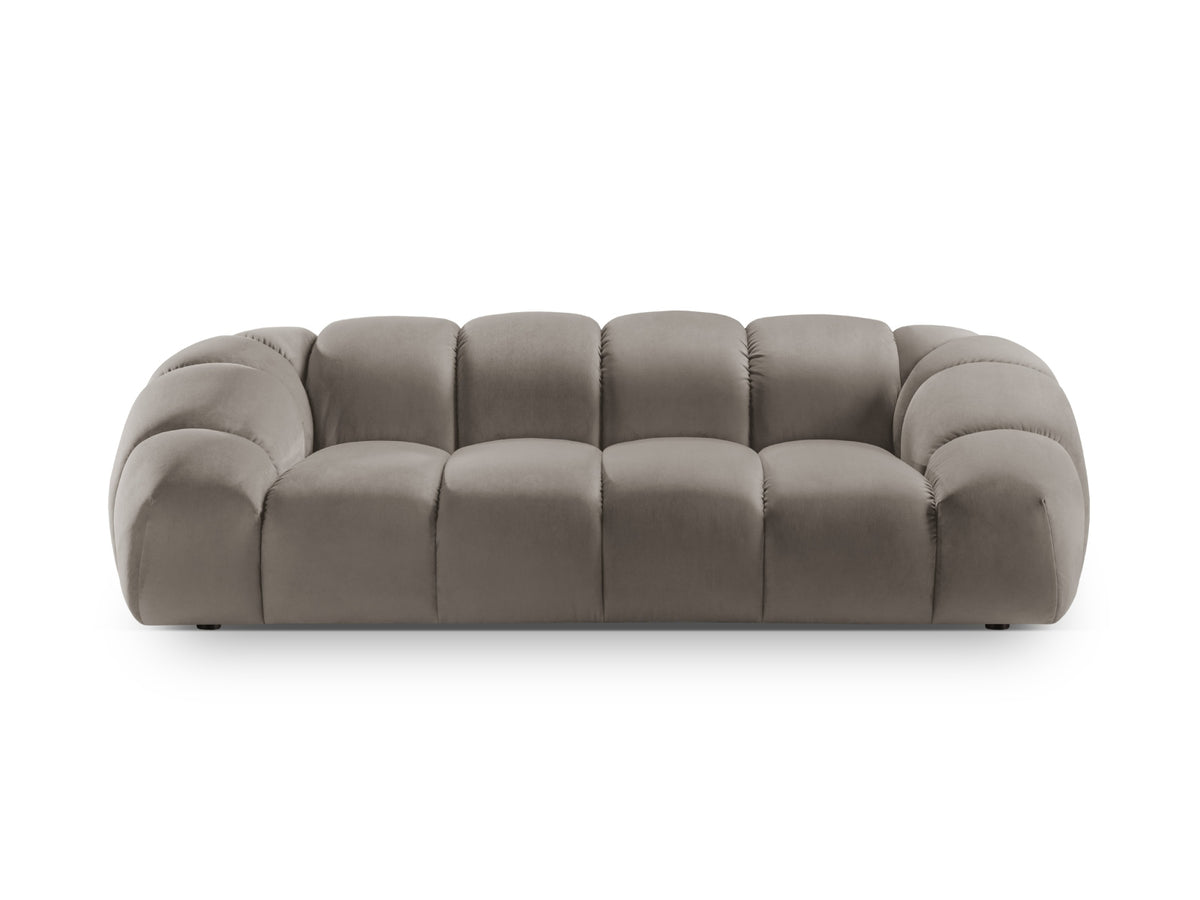 Divano in Velluto, "Diana", 3 Posti, 234x114x72 - Grigio Bruno