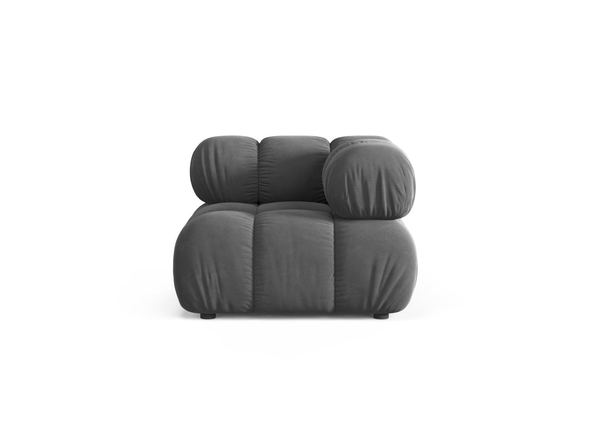 Modulo Angolare in Velluto, "Bellis", 1 Posto, 94x94x70 - Grigio