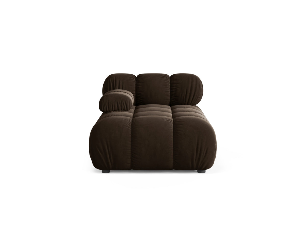 Chaise Longue Sinistra in Velluto, "Bellis", 1 Posto, 155x94x70 - Marrone Scuro