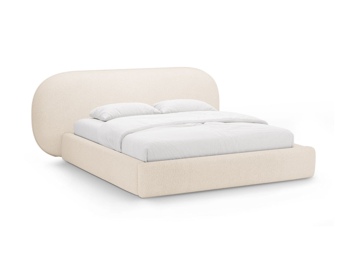 Letto Contenitore con Testata Ovalo - Beige 180x200