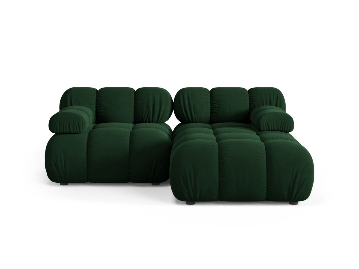 Divano Angolare Modulare Destro in Velluto, "Bellis", 3 Posti, 188x155x70 - Verde Bottiglia