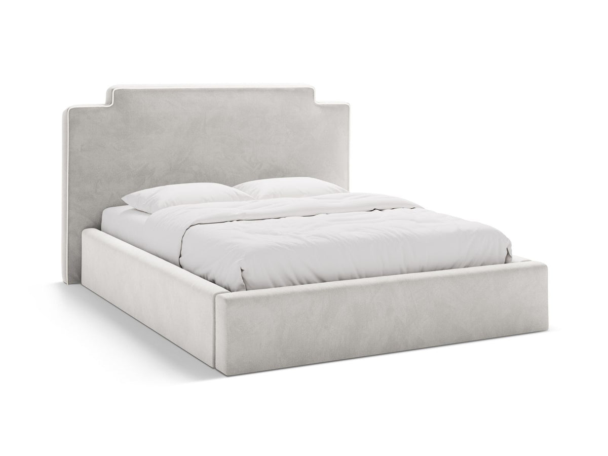 Letto Contenitore con Testata Princess - Avorio, Grigio Chiaro 160x200