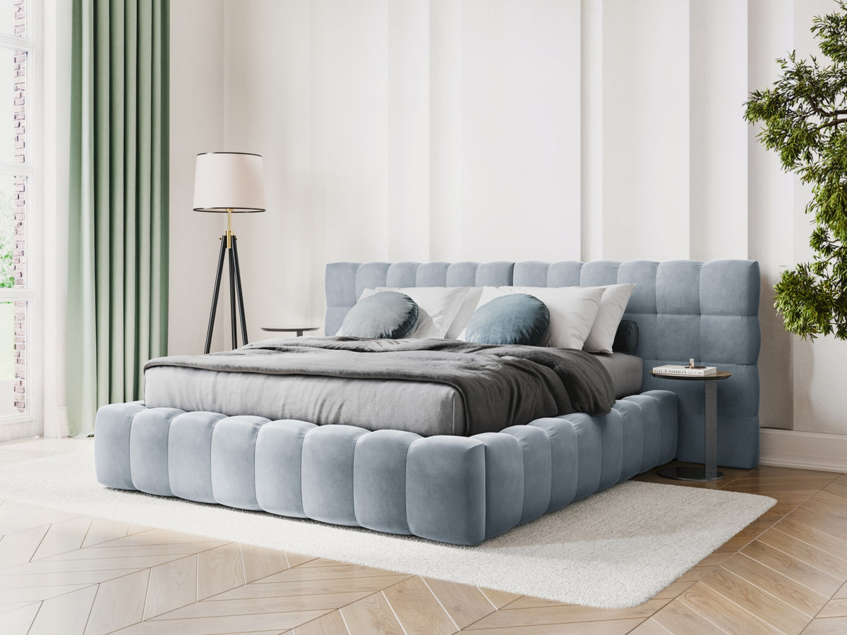 Letto contenitore con testiera doppia, "Mamaia", 230x200x100