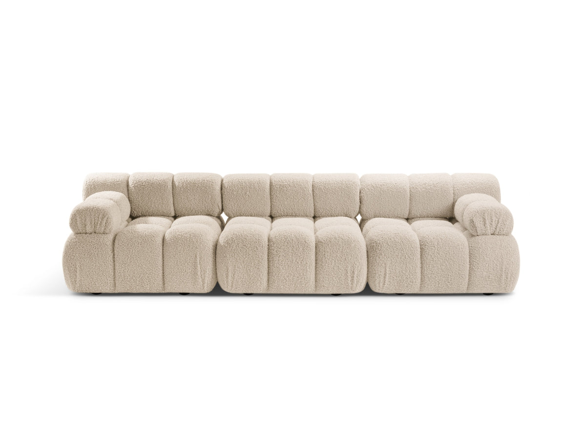 Divano Modulare in Bouclé, "Bellis", 3 Posti, 282x94x70 - Beige Chiaro