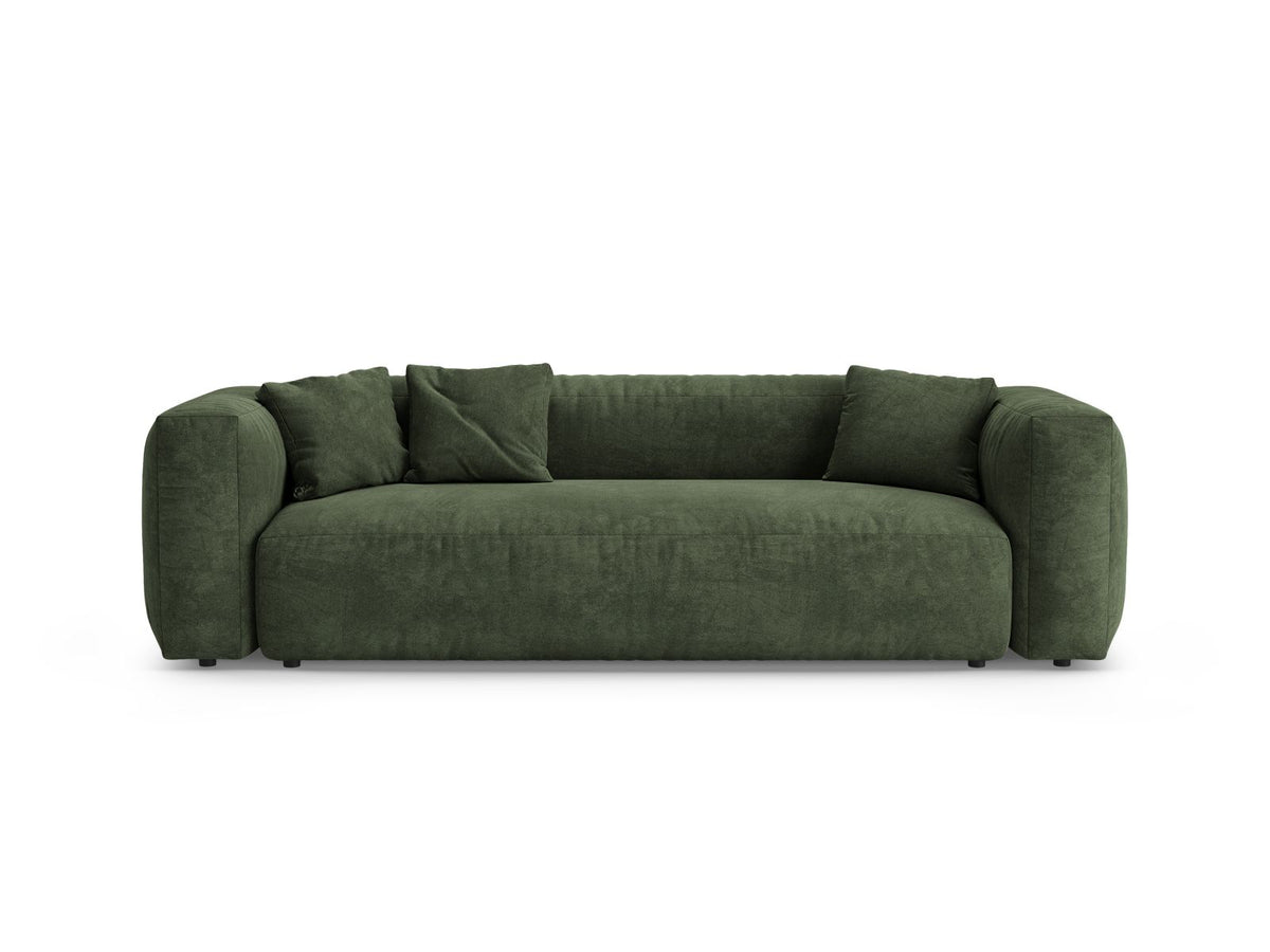 Divano con Funzione Letto in Velluto, "Martina", 3 Posti, 264x106x75 - Verde