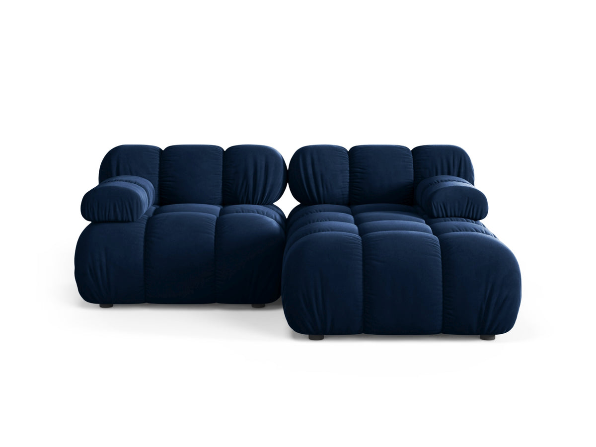 Divano Angolare Modulare Destro in Velluto, "Bellis", 3 Posti, 188x155x70 - Blu Royal