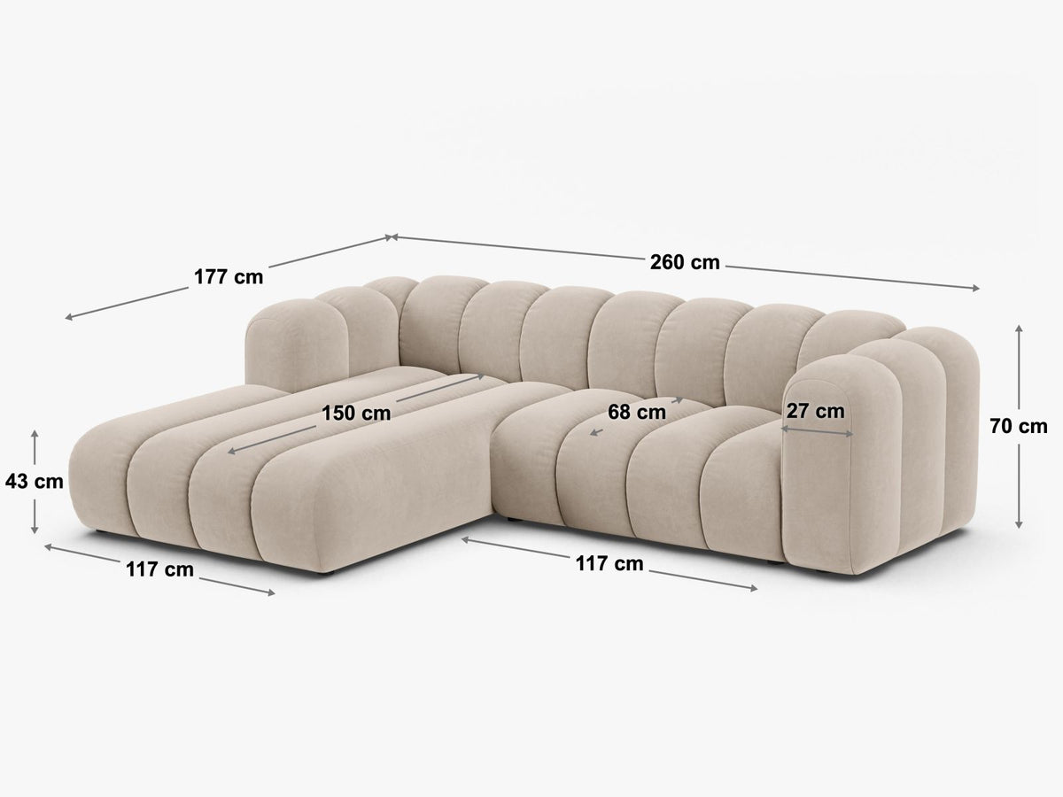 Divano Angolare Componibile Lupine, 4 Posti, 177x260x70