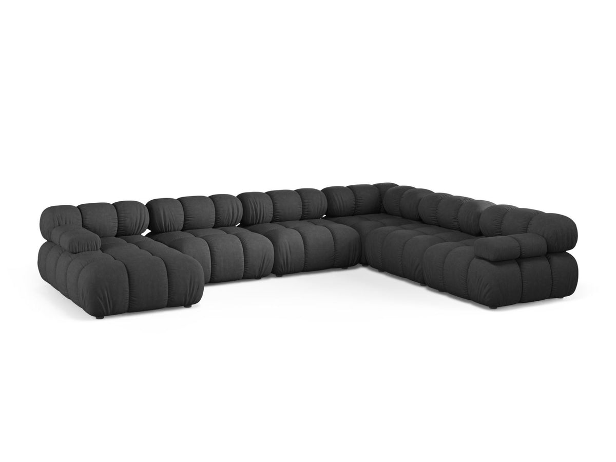 Divano Panoramico Modulare Angolare Destro, "Bellis", 8 Posti, 282x376x70 - Grafite