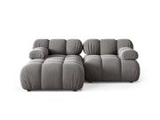 Divano Angolare Modulare Sinistro in Velluto, "Bellis", 3 Posti, 188x155x70 - Grigio Chiaro
