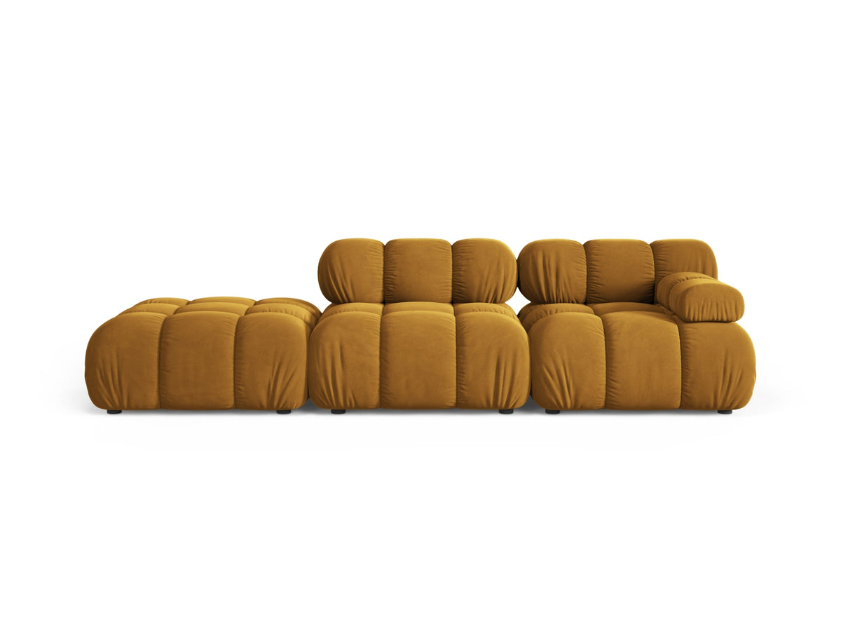 Divano Modulare Sinistro in Velluto, "Bellis", 4 Posti, 282x94x70 - Giallo