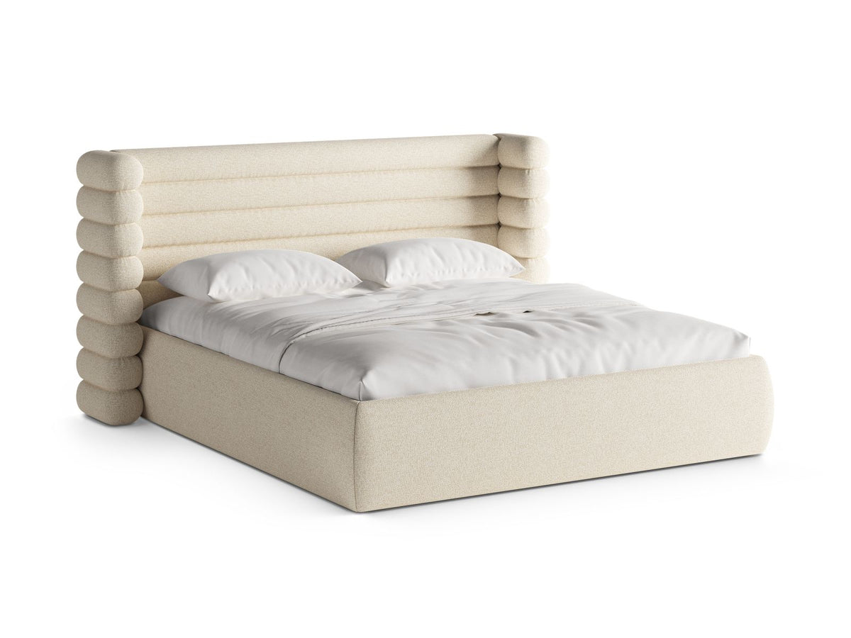 Letto con Contenitore e Testata, "Mount", 228x236x120 - Beige Chiaro Melange