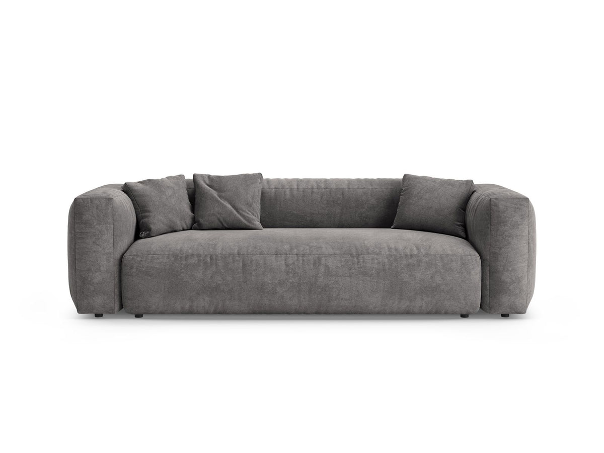 Divano con Funzione Letto in Velluto, "Martina", 3 Posti, 264x106x75 - Grigio