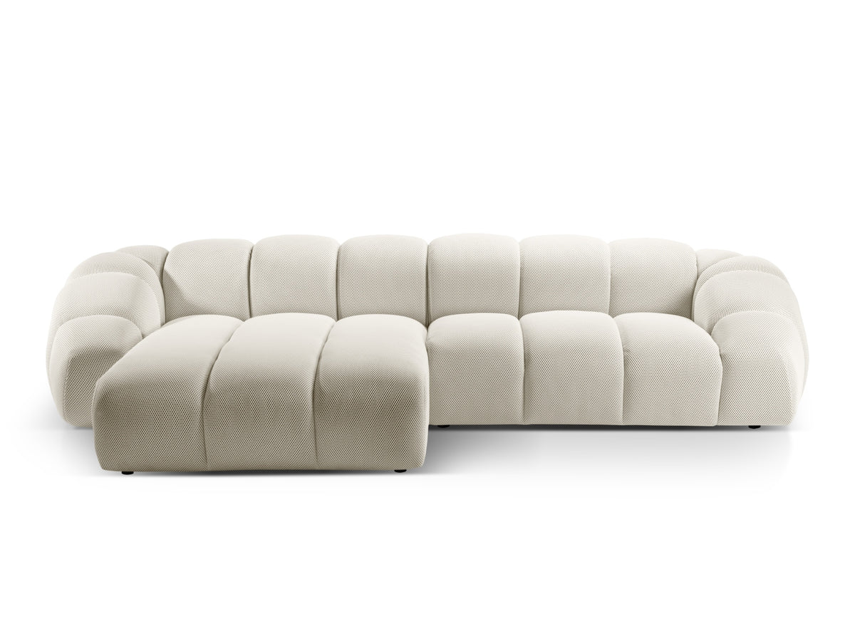 Divano Angolare Sinistro, "Diana", 4 Posti, 334x182x72 - Beige Chiaro
