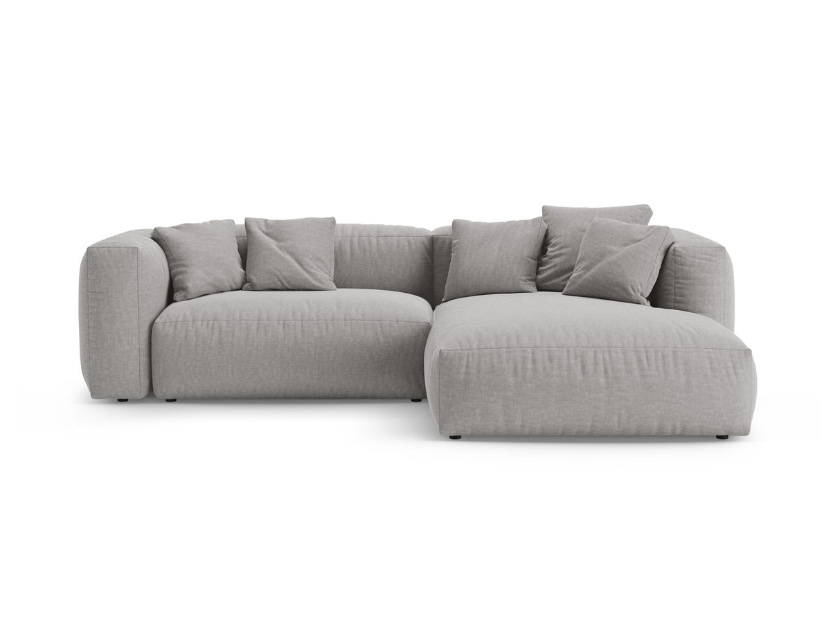 Divano Angolare Destro con Funzione Letto, "Martina", 4 Posti, 280x170x75 - Grigio Chiaro