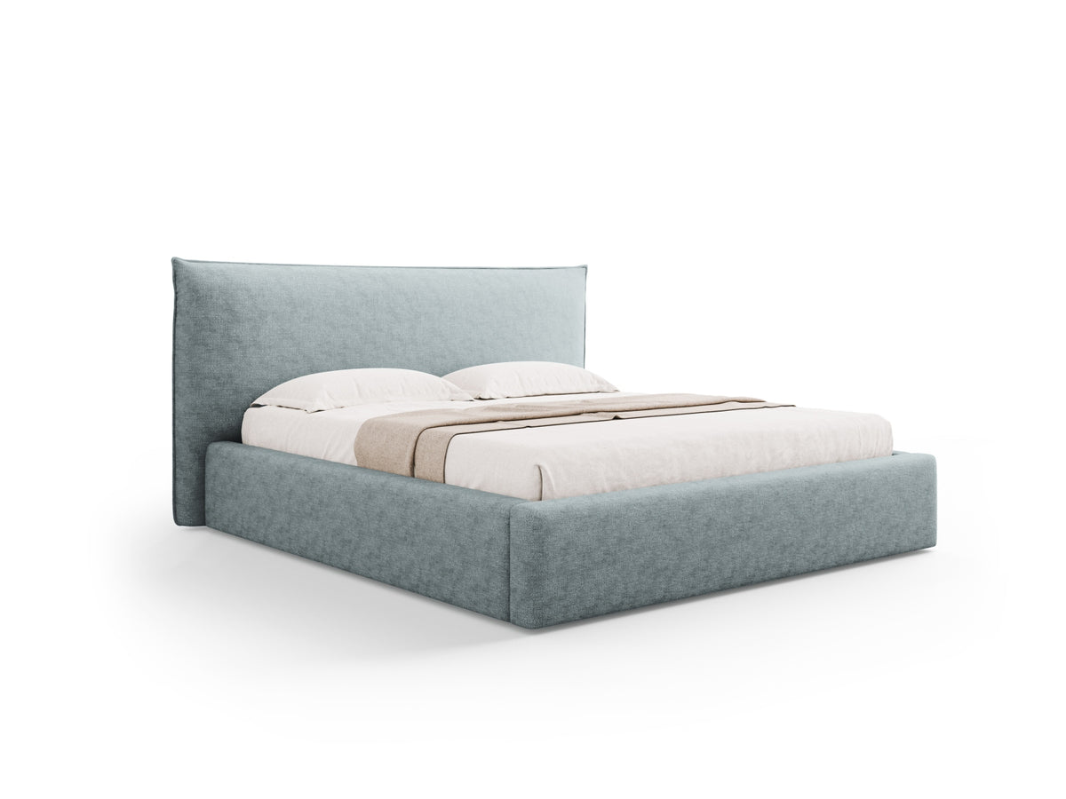 Letto con Contenitore e Testata, "Kaelle", 223x240x111 - Blu Chiaro