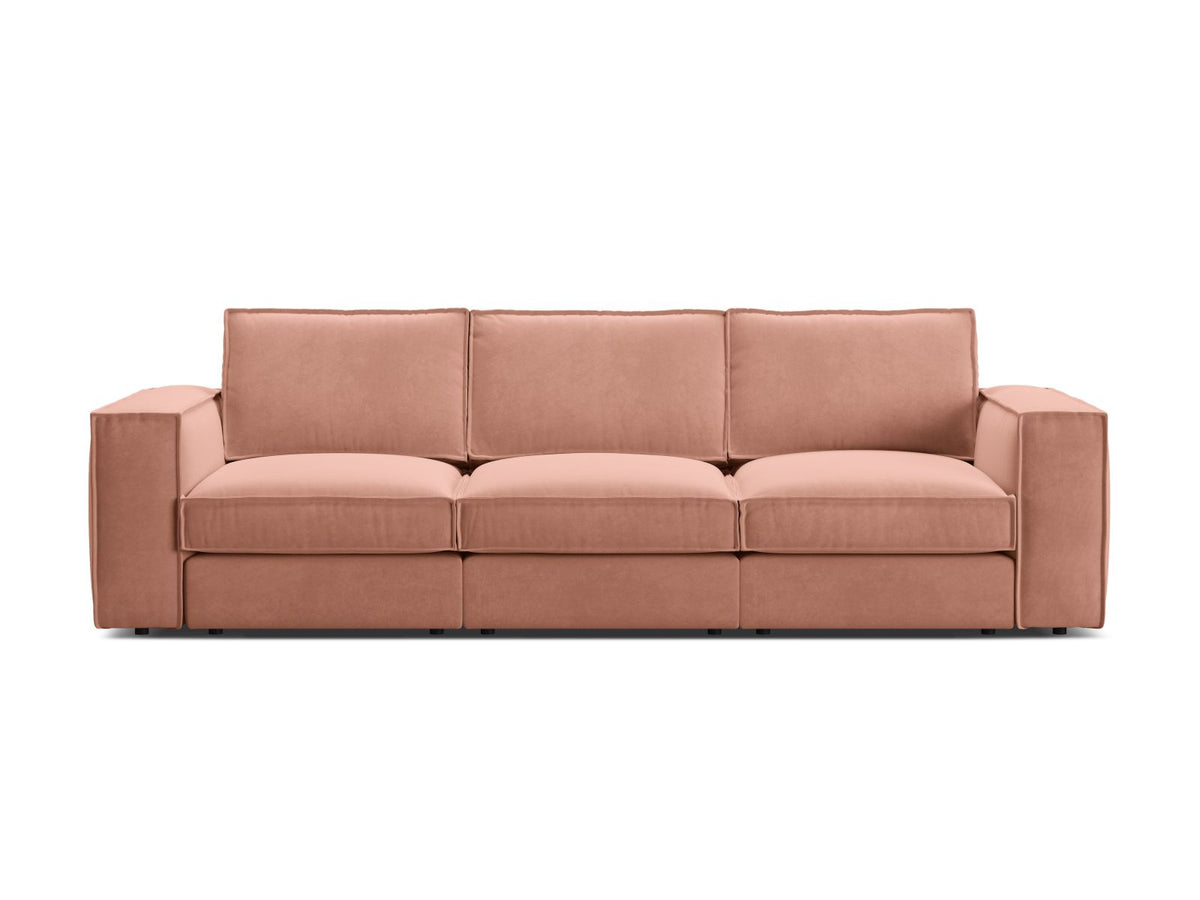 Divano Modulare in Velluto, "Pola", 4 Posti, 284x103x88 - Rosa