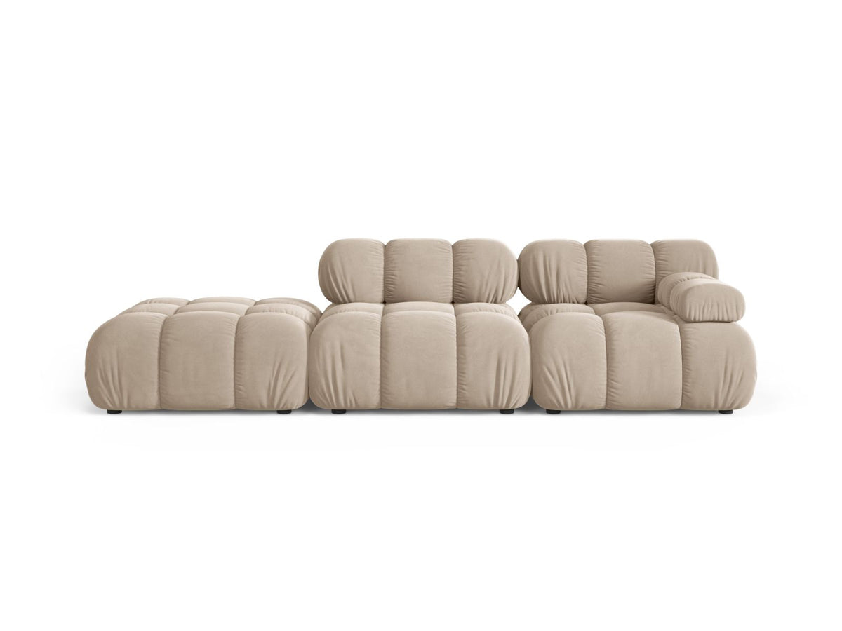 Divano Modulare Sinistro in Velluto, "Bellis", 4 Posti, 282x94x70 - Beige