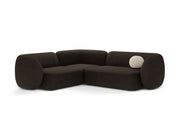 Divano Angolare Modulare Sinistro in Bouclé, "Kate", 4 Posti, 252x220x76 - Marrone