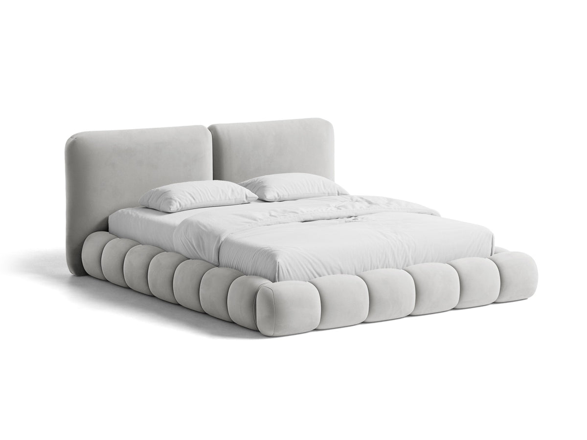 Letto Contenitore con Testata Solange - Grigio Chiaro 180x200