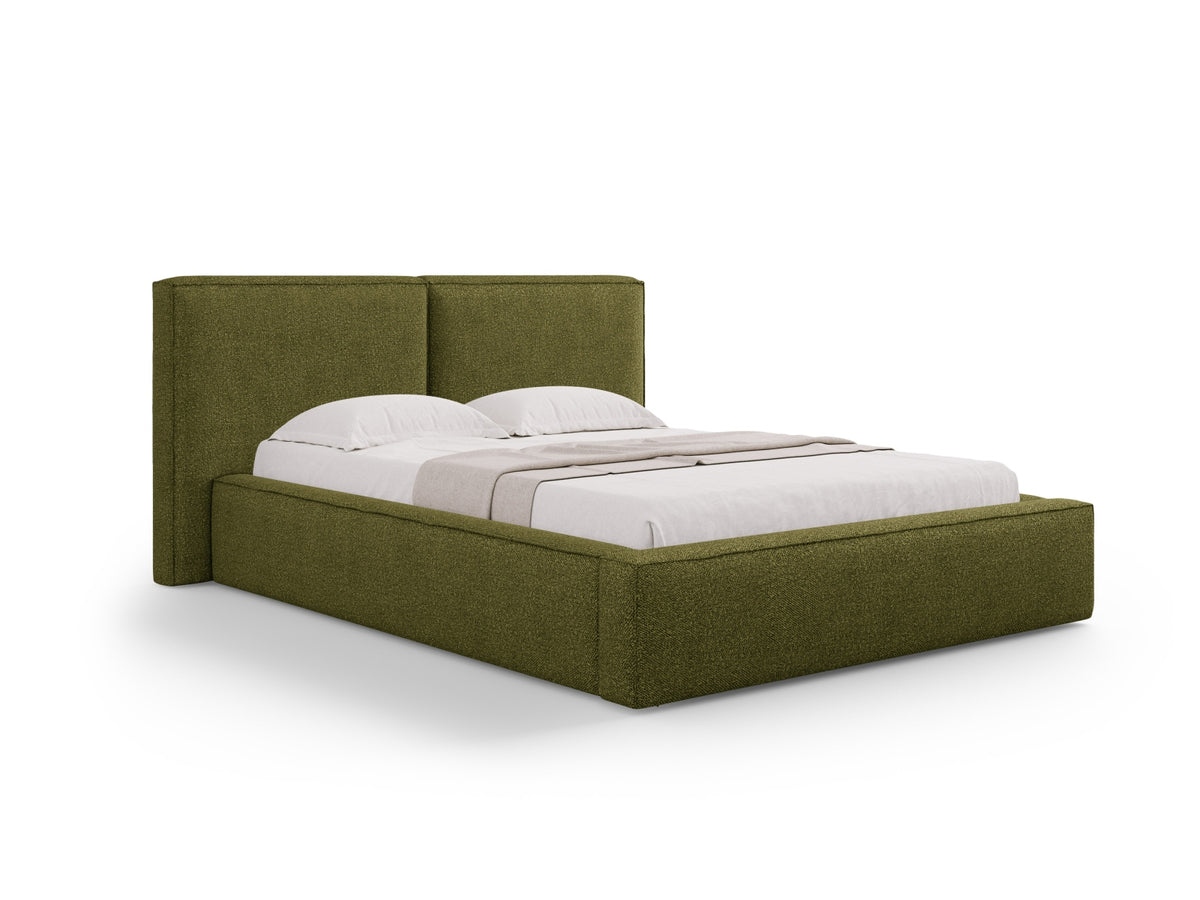 Letto Contenitore con Testata Doppia Jodie - Verde Oliva Scuro 180x200