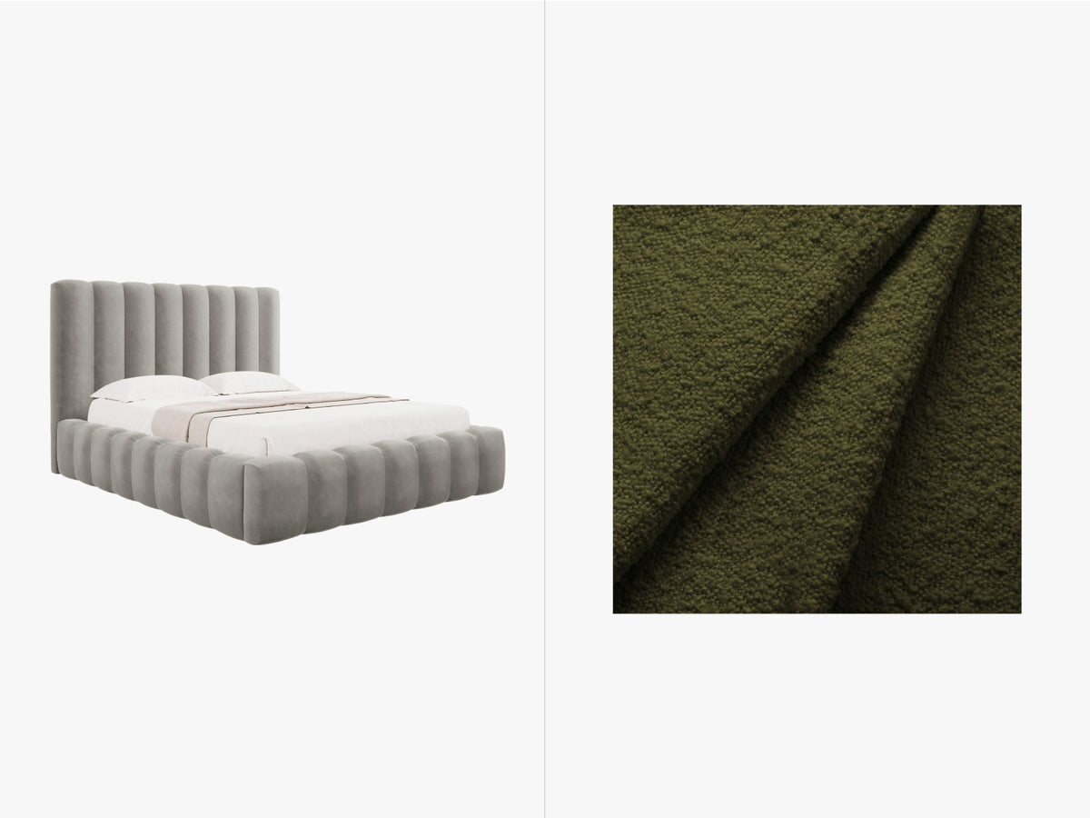 Letto Contenitore con Testata Kelp - Verde Oliva Scuro 180x200