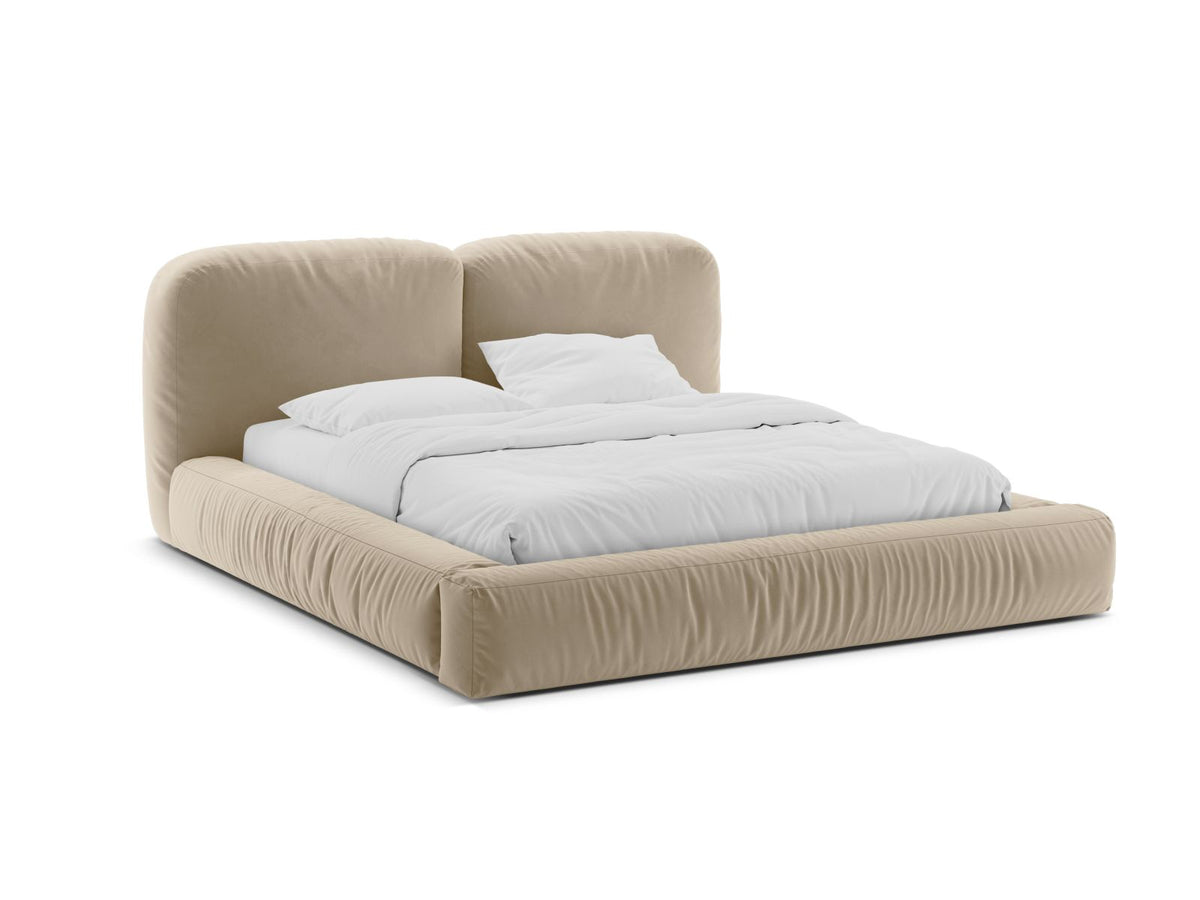 Letto Contenitore con Testata Martina - Beige Chiaro 200x200