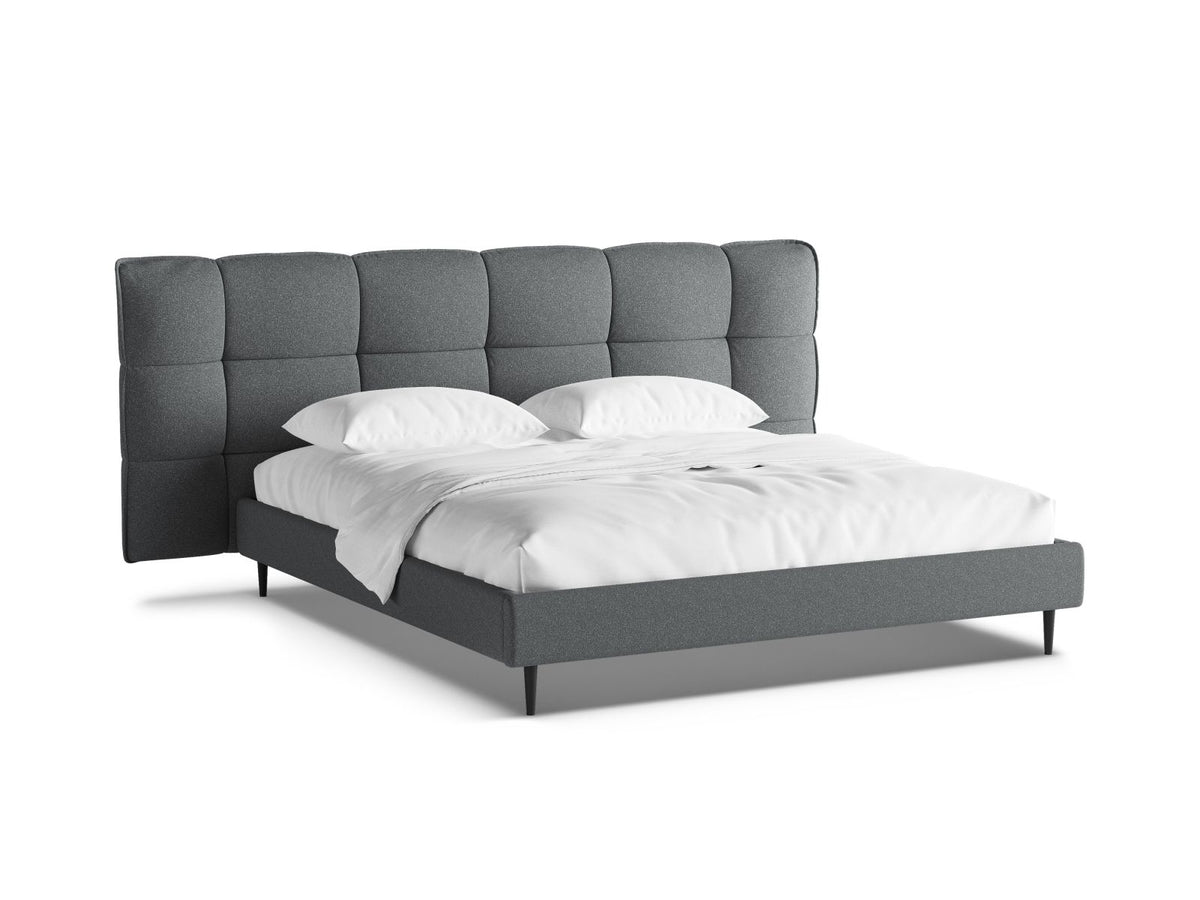Letto con Contenitore e Testata, "Eric", 220x270x114 - Grigio Scuro Melange