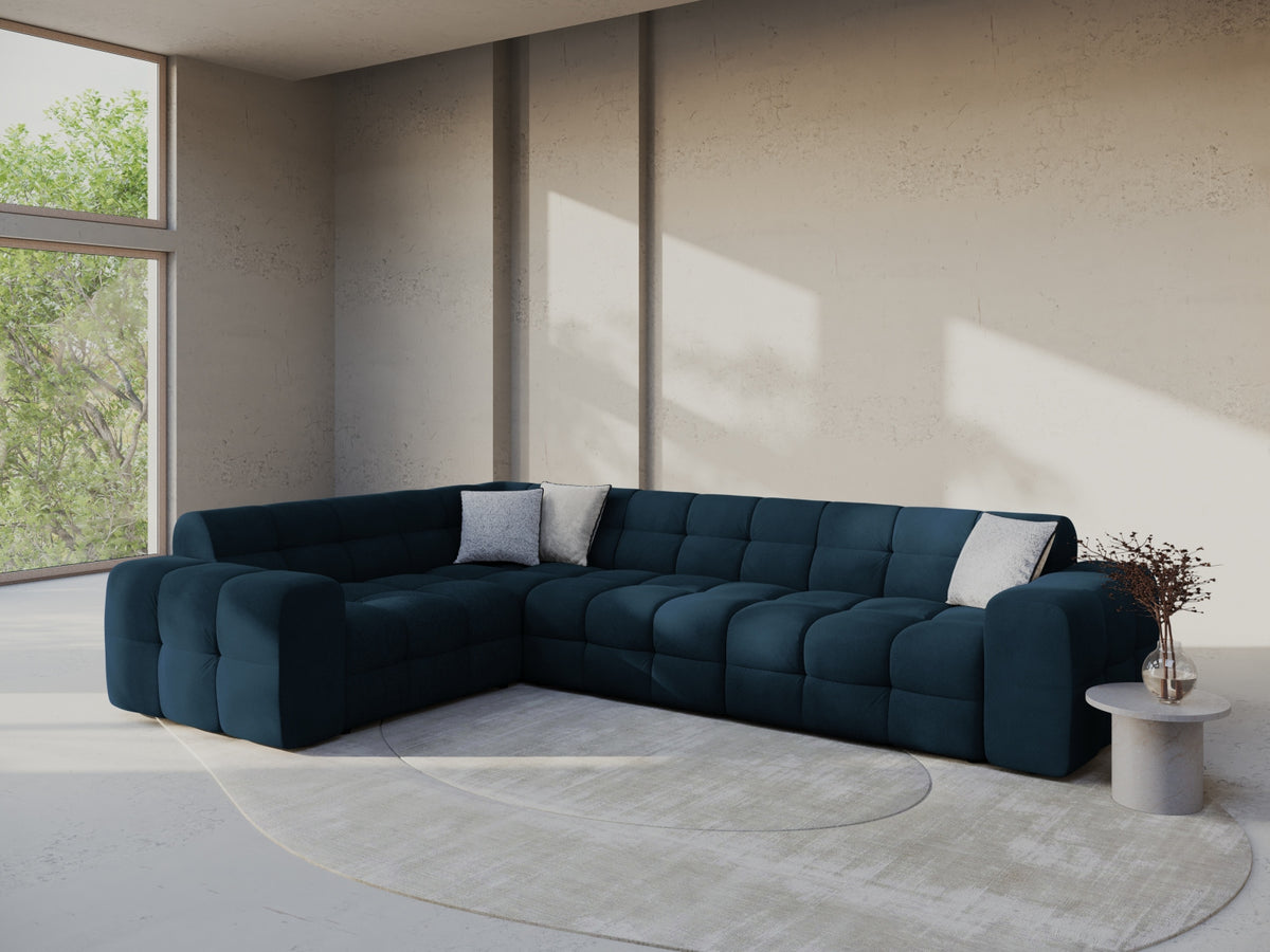 Divano angolare in velluto, "Kendal", 6 posti, 332x231x79