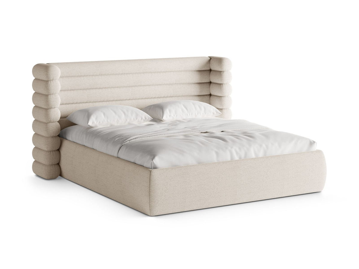Letto con Contenitore e Testata, "Mount", 228x216x120 - Beige Chiaro