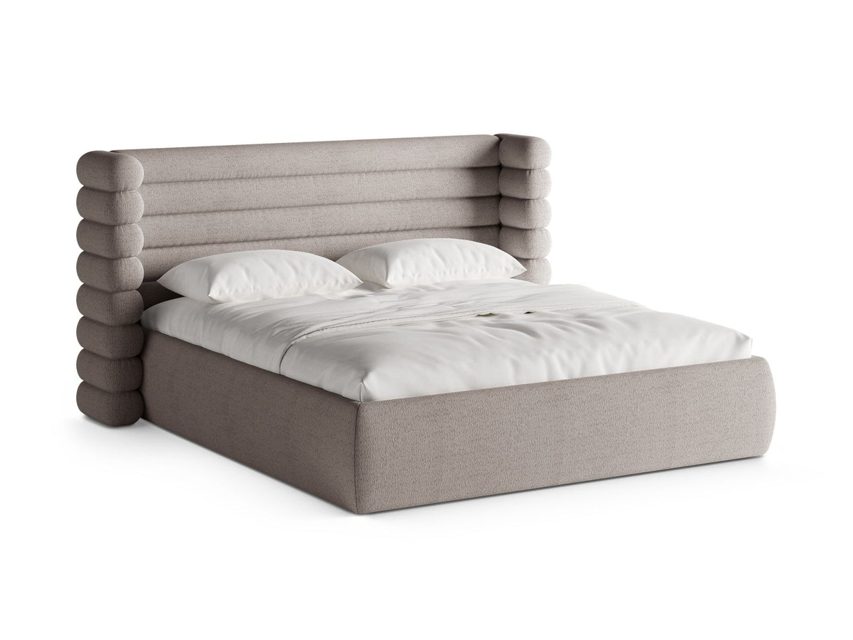 Letto con Contenitore e Testata, "Mount", 228x216x120 - Grigio Caldo