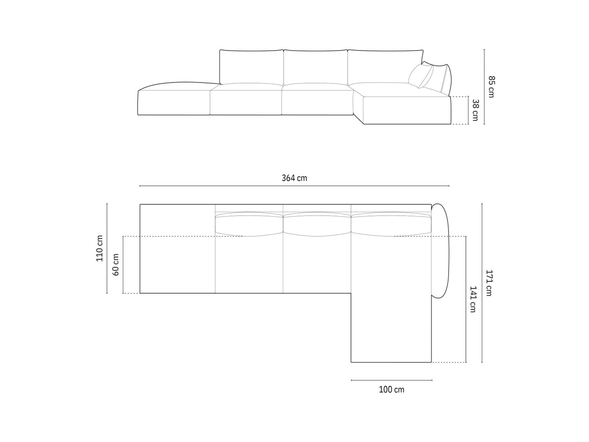 Divano Angolare Kaelle, 5 Posti, 171x364x85