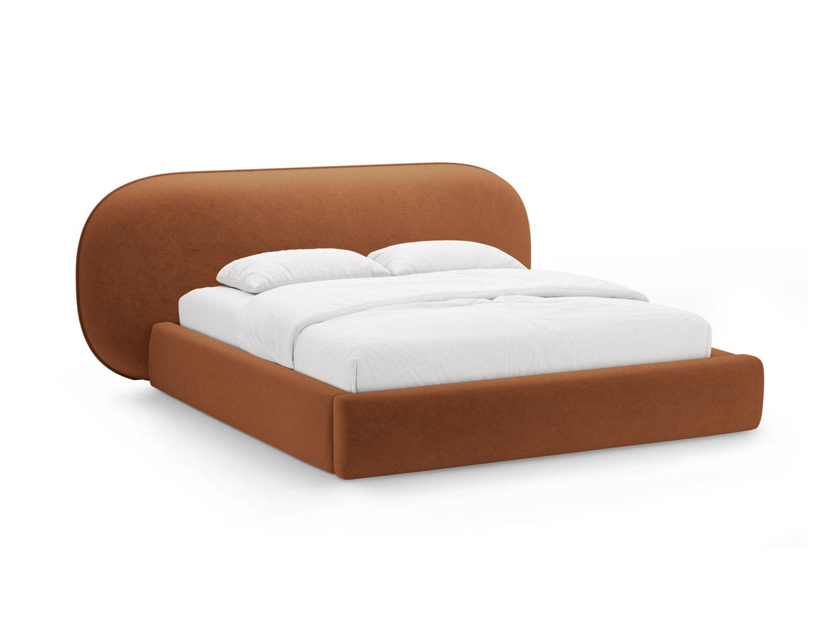 Letto con Contenitore e Testata, "Ovalo", 234x290x96 - Terracotta