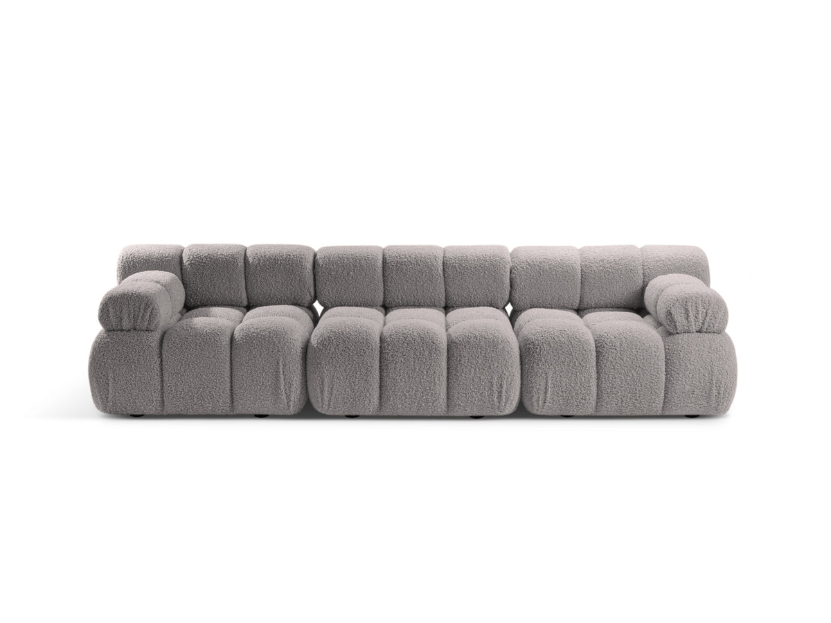 Divano Modulare in Bouclé, "Bellis", 3 Posti, 282x94x70 - Grigio Chiaro
