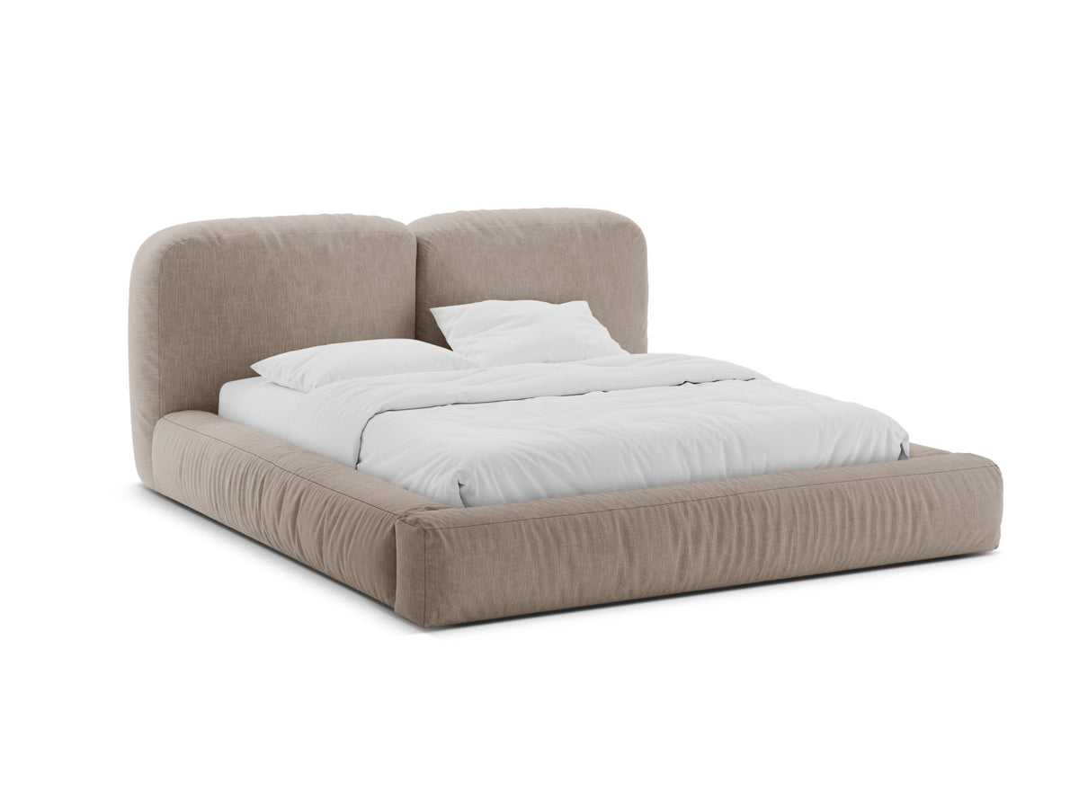 Letto con Contenitore e Testata, "Martina", 246x246x101 - Beige Scuro