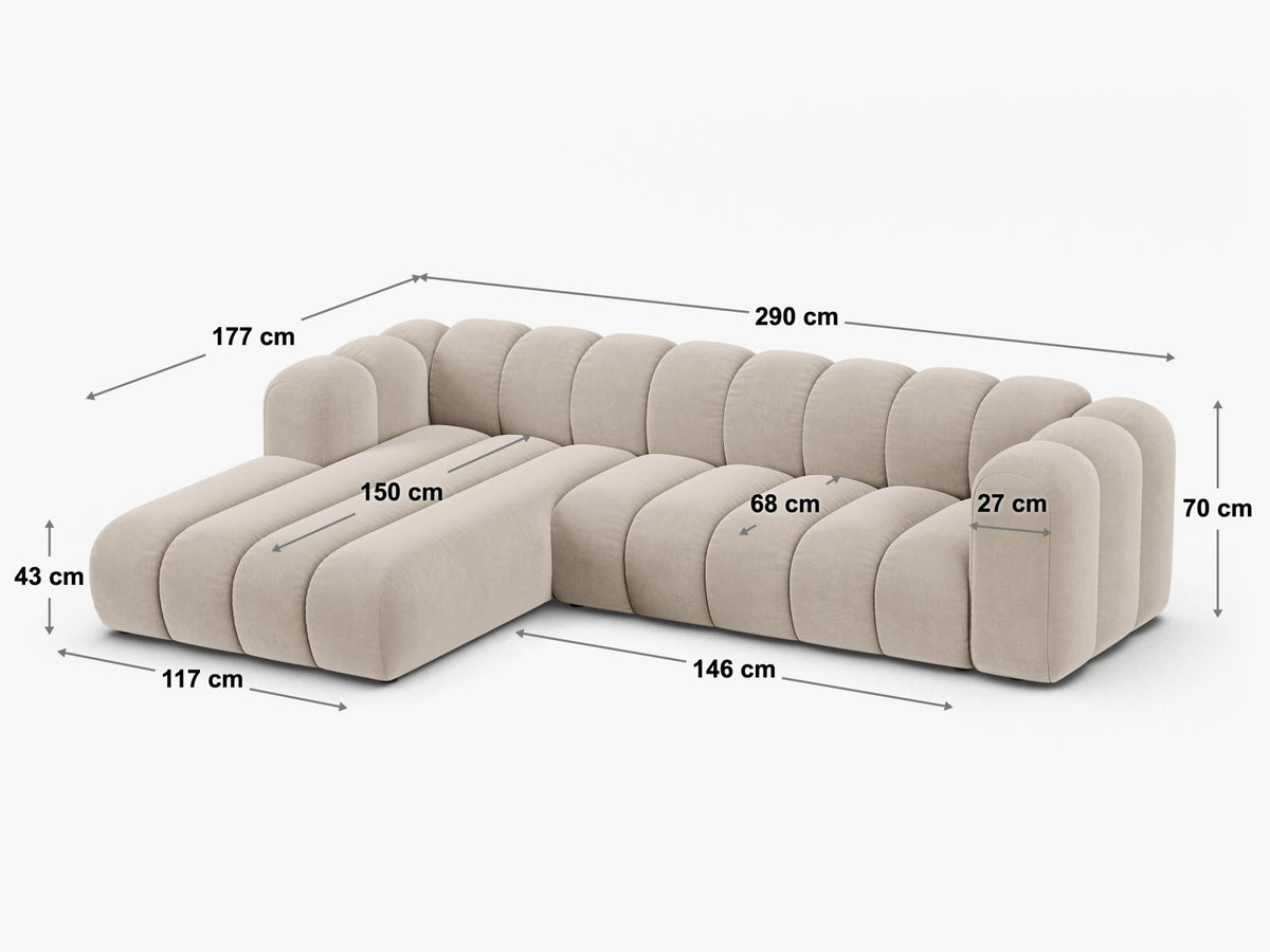 Divano Angolare Componibile Lupine, 4 Posti, 177x290x70