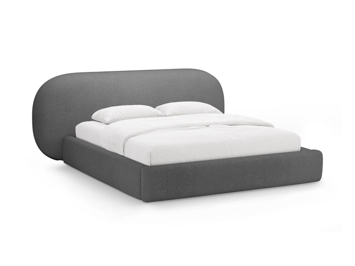 Letto Contenitore con Testata Ovalo - Grigio Scuro 200x200