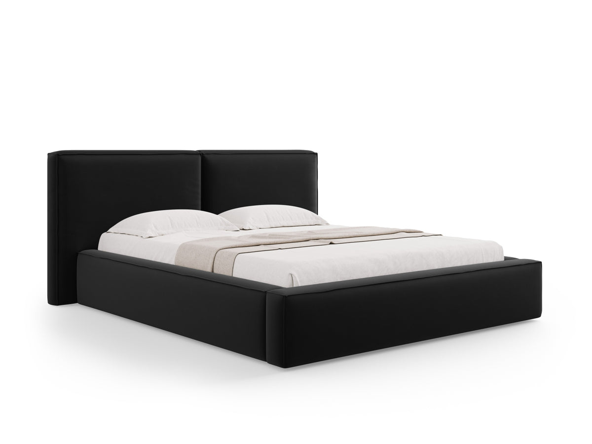 Letto Contenitore con Testata Doppia Jodie - Nero 160x200
