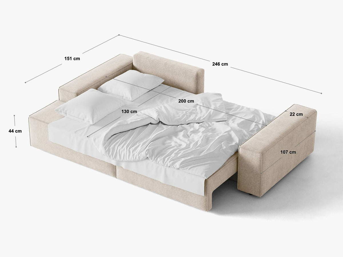 Divano Letto Angolare con Contenitore Jodie, 3 Posti, 151x246x86