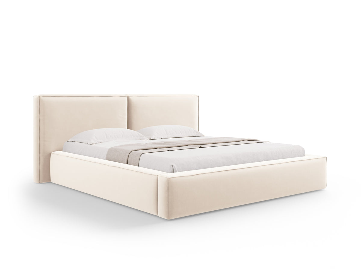 Letto Contenitore con Testata Doppia Jodie - Beige Chiaro 180x200
