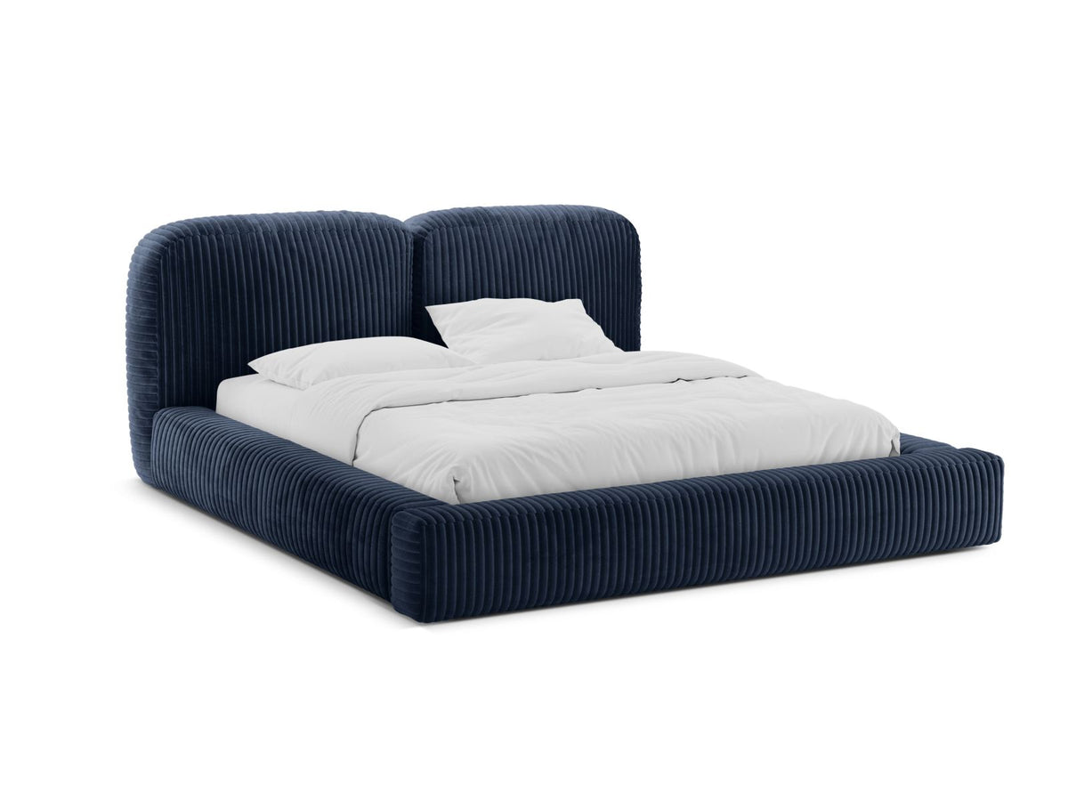 Letto con Contenitore e Testata, "Martina", 246x206x101 - Blu Navy