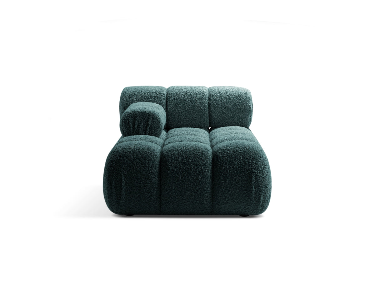 Chaise Longue Sinistra in Bouclé, "Bellis", 1 Posto, 155x94x70 - Petrolio
