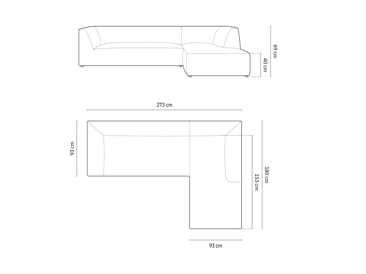Divano Angolare Componibile Ruby Versione 2, 4 Posti, 180x273x69