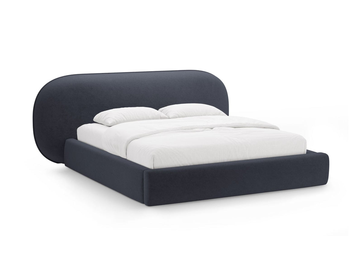 Letto con Contenitore e Testata, "Ovalo", 234x290x96 - Blu Scuro
