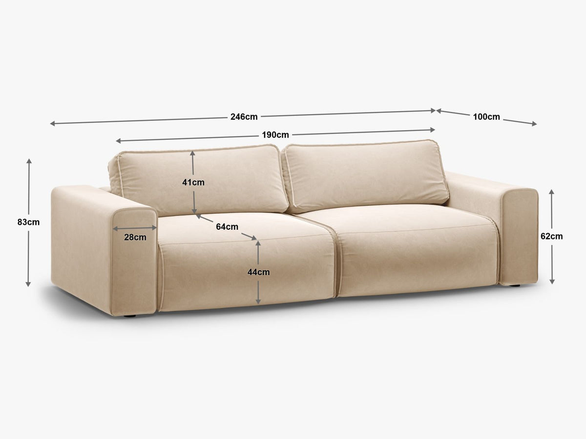 Divano Letto con Contenitore Victor, 3 Posti, 100x246x83